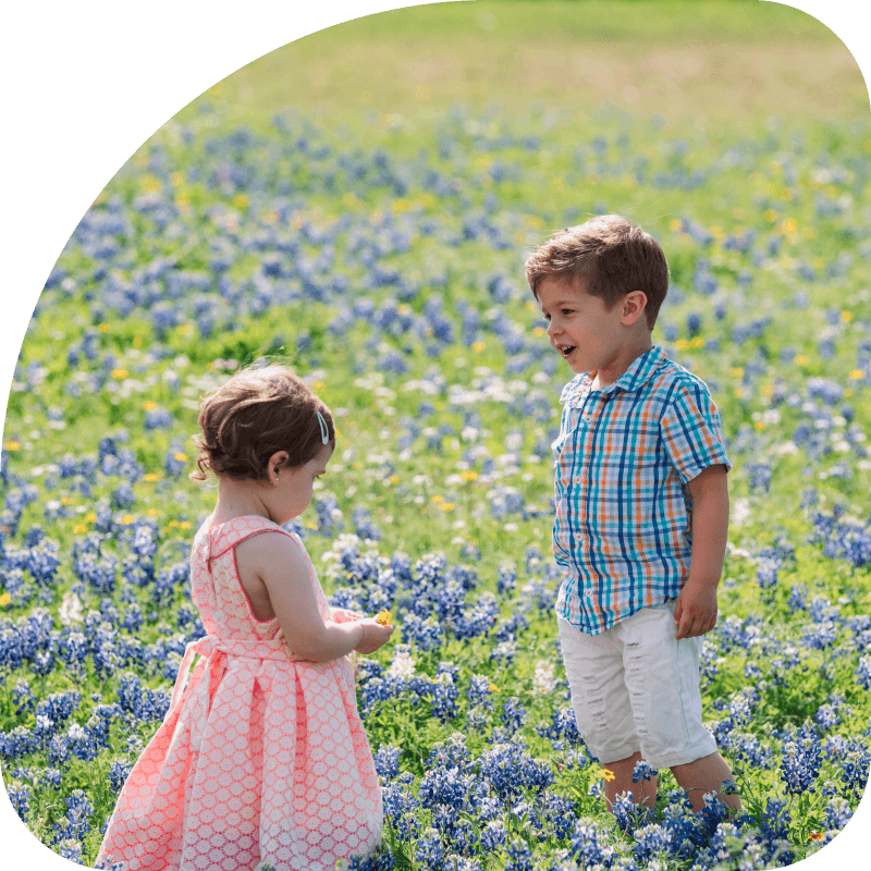 family in bluebonnet field near austin texas